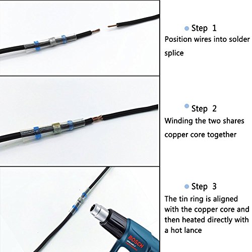 Lötverbinder Schrumpfverbinder, Ubegood Lötverbinder Sortiment Schrumpfverbinder Kabelschuhe Quetschverbinder Set [4 Größen,50 Stück] Kann ideal in Marine und Automobilanwendungen eingesetzt - 2
