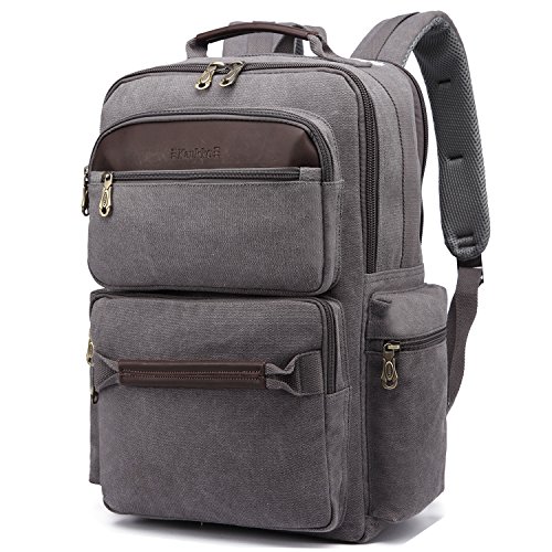 KAUKKO Canvas Laptop Rucksack Daypack Handtasche für Schul Reisen