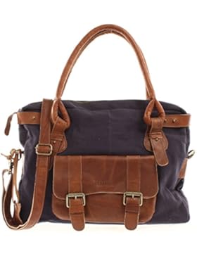 LECONI Henkeltasche Canvas + Echtleder Damentasche Handtasche Vintage Damen Schultertasche 38x29x11cm LE0050-C