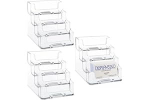 HXSYKJDM Visitenkartenhalter, 3 Stücke Acryl Visitenkartenständer mit 4 Fächern Transparent Visitenkarten Aufsteller für Schreibtisch Visitenkartenständer