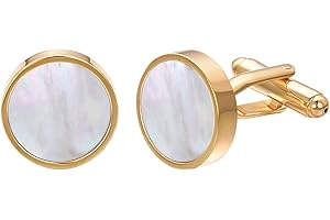 RunootPR Manschettenknöpfe aus Perlmutt Schwarzem Onyx Gold Silber Manchettenknoepfe Herren für Hochzeit Business Abschlussball Schmuck Geschenk mit Geschenkbox