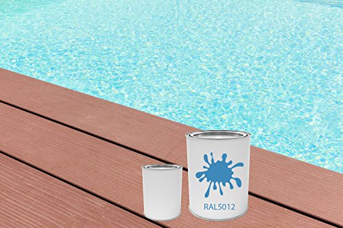 GFK Schwimmbecken Farbe RAL-Farben Glänzend Poolfarbe | BEKATEQ LS-405 Schwimmbadfarbe Polyesterbecken Farbe | Abriebfest, Wasser- und Chemikalienbeständig, Hochdeckend, Schnelle Trocknung | Polyester Farbe Teichfarbe Fischbecken Farbe GFK Teichbecken (5KG, RAL5012 Lichtblau)