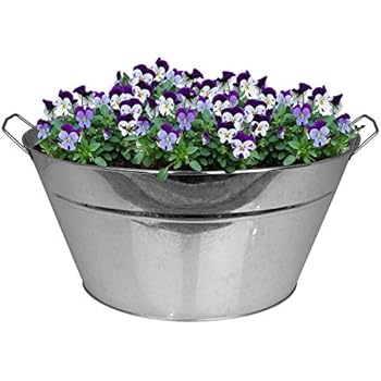 TW24 Zinkwanne 18L mit Griffen groß Pflanzschale Blumentopf Pflanztopf