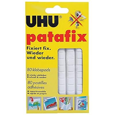 UHU Patafix Pastilles adhésives repositionnables décollables Blanc - Lot de 80 pastilles