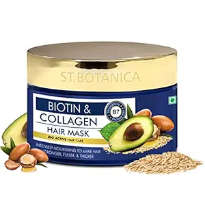 St.Botanica Biotin & Collagen Hair Mask, 200ml with Biotin & Collagen to Nourish & Give Thicker Hair | Cruelty Free & Vegan | Paraben Free | No SLS/SLES