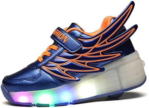 ECOTISH Kids Wing Style LED Flashing Lights Sneakers Roller Shoes Trainers Sport Shoe for Boys Girls