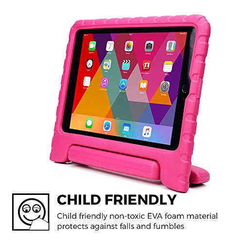 iPad Air 2 hülle fur kinder, COOPER DYNAMO Beanspruchbare, strapazeirfähige, robuste, gepolsterte Hartschalenhülle mit integriertem Griff, Standfunktion & durchsichtigem Displaysschutz (Pink) - 3