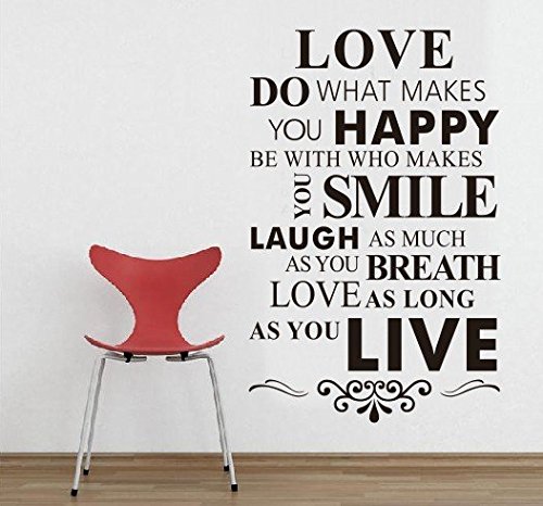 Rainbow Fox Liebe Tun Sie, was Sie glücklich macht Be With Who Makes You Smile, wie Sie Atem so lange wie Sie Easy Love Übernehmen Wandaufkleber Wandtattoo Wandsticker für Home Decor 86 * 56cm/Love/House Rule Schwarz Liebe - 3