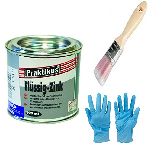 Flüssig-Zink Dose Wetterfest und Farbtonstabil Farbe: silber inkl. 1x Pinsel mit synthetisch Borsten zum Auftragen (flüssig Zink 125 ml)