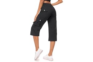 Moosehill Spodnie damskie 3/4 Cargo Capri, spodnie trekkingowe, wodoszczelne, oddychające, spodnie cargo, spodnie letnie, ze stretchem, do uprawiania sportu, z 6 kieszeniami