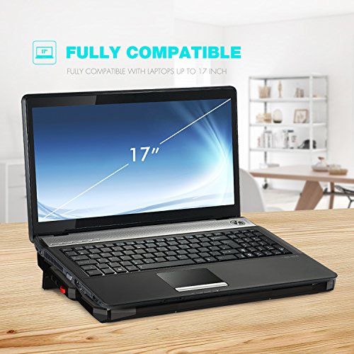 HAVIT Laptop Kühler Cooling Pad (bis zu 17 Zoll), Notebook Cooler Ständer Kühlpad Kühlmatte mit 5 Ventilatoren, 2 USB-Anschlüssen, rotes LED Licht (F2068) - 7