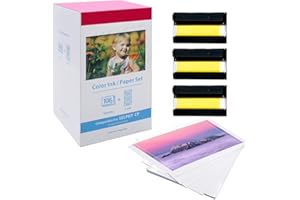 ‎OOZMAS Photo Paper Ersatz für Canon Selphy CP1300 CP1200 CP1000 CP910 CP800, Fotopapier KP-108IN 3115B001(AA) kompatibel für Canon Selphy Fotodrucker, 108 Blatt Foto Papier (100 x 148 mm) + 3 Farbkartusche