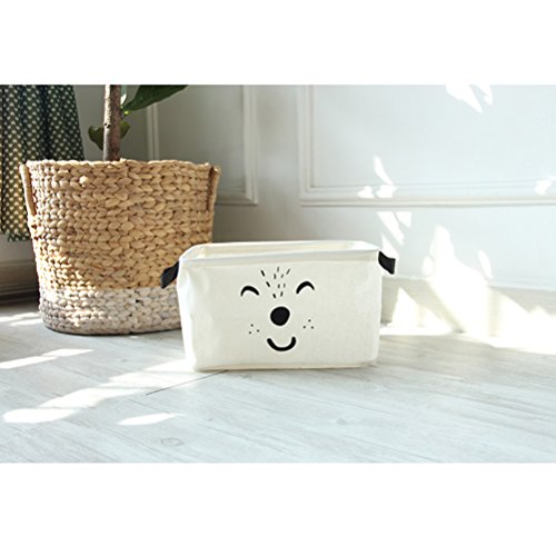 Inwagui Faltbaren Organizer / Wäschesammler / Wäschekorb / Baumwolle Wäschekorb Wäschekorb mit Griffen 30 * 24 * 17 cm-Weiß