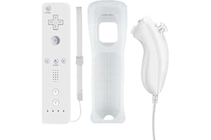 QUMOX Mando a Distancia Wii, Mando a Distancia de Juego con Funda de Silicona y Correa de muñeca para N. Wii y Wii U Blanco