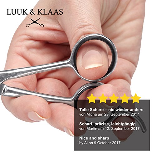 LUUK & KLAAS Profi Friseurschere aus rostfreiem Edelstahl mit einseitiger Mikroverzahnung – für präzisen und scharfen Schnitt | mit 2 Jahren Zufriedenheitsgarantie | Professionelle Haarschneideschere / Haarschere / Friseur-Schere / Coiffeur-Schere - 5
