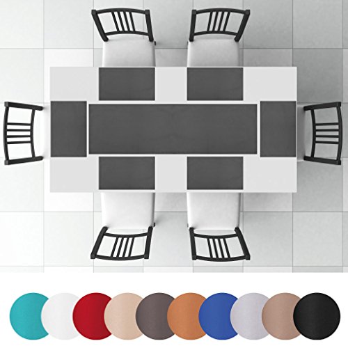 Tischläufer Platzsets Tischdeko Tischdecke Tischset (anthrazit – dunkelgrau / 1x Tischläufer + 6x Platzsets) - 2