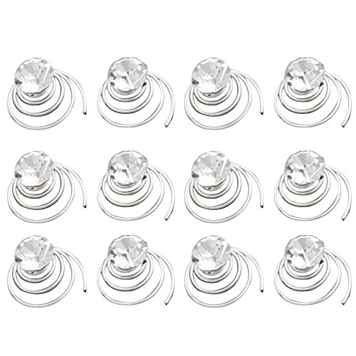 Bodhi2000® 12pcs Clear Crystal Swirl Hair Twists Coils Spirals Hair Pin Clip Accessories