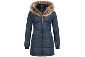 Geographical Norway Beautiful Lady Distribrands - Parka cálida mujer - Abrigo grueso con capucha de piel falsa - Chaqueta de invierno - Chaqueta larga con forro cálido - Regalo para mujer Moda casual