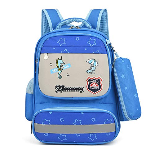 Preisvergleich Produktbild Aufbewahrung mit Federbeutel 1-3-6 Blitzschutz Kinderrucksack Schultasche Umhängetasche blau