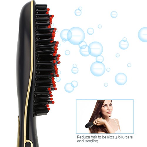 Molain Haarglätter , elektrische Haarbürste  mit Verbrühschutz und  Antistatik( schwarz) - 4