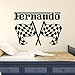 Produktbild Nursery Decor Nombre personalizado Etiqueta de la pared Carreras de coches Calcomanías de la pared Banderas de la carrera Arte de la pared Mural extraíble nombre personalizado calcomanías 42 * 29cm