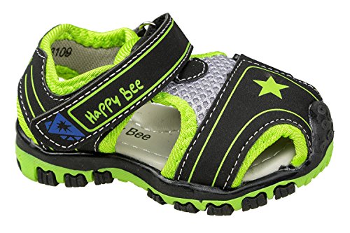 GIBRA® Trekking Sandalen für Babys und Kleinkinder, schwarz/neongrün, Gr. 20-25