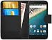 Produktbild GizzmoHeaven LG Google Nexus 5X Leder Hülle Schutzhülle Tasche mit Karte Halter Klappetui Flip Case Cover Etui Brieftasche für LG Google Nexus 5X mit Displayschutzfolie und Stylus-Stift - Schwarz