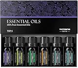 VicTsing Essential Oils Gift Set for Aromatherapy (10ml*Top 6), 100% Pure Scented Oils for Oil Diffusers-Lavender, Lemongrass, Tea Tree, Eucalyptus, Sweet Orange, Peppermint-Purple