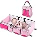Produktbild Windel Bag Travel Stubenwagen Change Station [3 in 1] Mehrzweck-Baby Windel Tote Bett Windel Kleinkind Babytrage Kinderbett Portable Kindergarten tragbar Bett für Baby Boy & Girl (Pink)