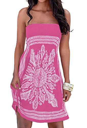 Robe Bustier Ete Femme sans Bretelle Col Bardot Dos Nu Vintage Boheme Chic Tunique Bandeau Caftan Africain Kaftan Indien Tribal Robe Ethnique Grande Taille Bikini Cover Up Paréo Cache Maillot de Bain