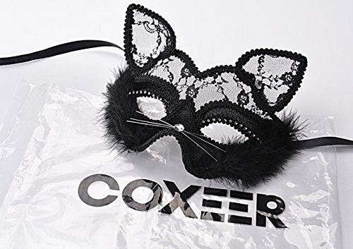 Venetian Maskerade Maske Damen Black Glitter Fancy Cat Spitze Maske - 9