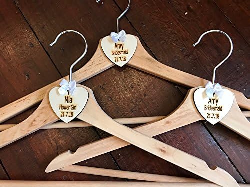Personalised Wooden Heart Coat Hangers For Weddings, Bride, Bridesmaid, Flower Girl, Mother of the Bride Coat Hangers