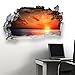 Price comparison product image Photo Realistic Relaxing Red Sunset Coastal Sea View Broken Wall Bathroom Kitchen Bedroom Lounge Wall Transfer Decal Mural