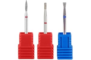 BZKSER Embout Ponceuse Ongles - 3 Pcs Forets à Ongles Embouts de Ponceuse Kit de Diamant Professionnel à Supprimer Gel Acrylique Cuticule Acrylique Carbure Outils pour Manucure Pédicure,3 Types