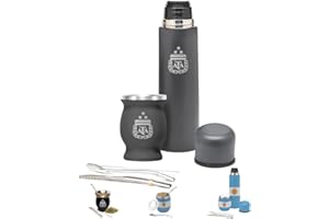 AURUM GOURMET TOOLS Aurum® Mate Argentino, Yerba Mate, Vajillas Completas Modernas, Te Matcha Kit, Bombilla Mate, Yerba Mate Argentina, Taza Calabaza, Bombilla para Mate, Termo Mate 500ml (Kit con Termo D10S)