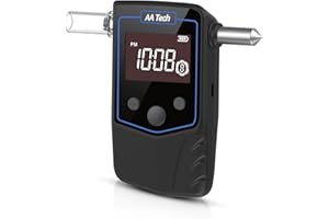 iBACheck Testeur d'alcool avec Brise-Verre. Alcootest Rechargeable avec Horloge en Temps réel et Lampe Optique. Convient à 2 embouchures différentes. Ethylotest avec 10 mémoires