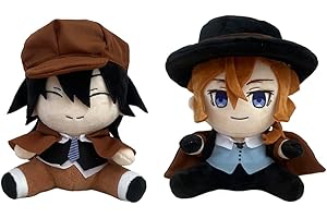 QUSUNX Bungo Stray Dogs Peluche - Nakahara Chuuya/Ranpo Edogawa Peluche Figurine Coussin Rembourré Anime Cadeaux Doux pour les fans 7,9 pouces