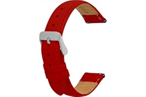 Toff London Ladies Leather Watch Strap, Quick Release with Silver Metal Buckle, Band Width 18mm