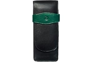 Pelikan Etui na Pióro wieczne Kulkowe Długopis Skórzane TG32 | Ochrona Ochraniacz Pokrowiec Piórnik Futerał Kabura | Biuro Szkoła Studia Praca | Eleganckie Skórzane | Czarno Zielone