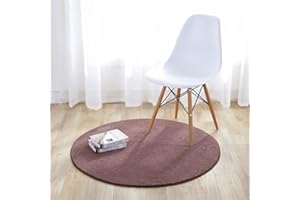 Fouriding Round Circular Area Rugs Solid Carpets Home Cozy Mat Bedroom Luxurious Floor Pads for Living Room (Camel, Diameter:3.2ft)