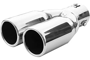 Doppel Auspuffblende Endrohr Auspuff Universell Schalldampf Doppelendrohr Sport Sportauspuff Blende Edelstahl Rund bis 57mm Chrom AutoHobby