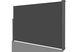 LIFERUN Toldo lateral de 160 x 350 cm (alto x largo), toldo lateral extensible, protección visual, estor lateral, opaco, protección contra el viento, toldo extensible, revestimiento de poliuretano, protección