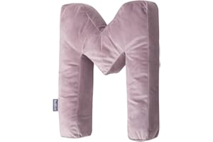 BELLOCHI GROWING IN STYLE Bellochi Cuscino Decorativo Con Riempimento Anallergico - Cuscino Bambini - Cuscino Velluto A Forma Di Lettere M - Cameretta Neonato Decorazioni - Rosa