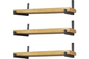 EZYDECOR 6 Pcs Heavy Duty Shelf Bracket with Lip Iron Metal Wall Mounted Industrial Floating Shelf Brackets Support for DIY Storage Space (6") Black