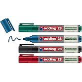 edding 28 EcoLine beyaz yazı tahtası kalemi, 4'l&uuml; set, karışık renkler, yuvarlak u&ccedil;, yeniden doldurulabilir