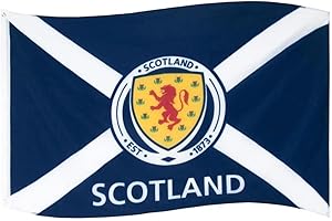 Hy-Pro Official Scotland Flag 5ft x 3ft - Polyester National Football Banner for Home & Match Display - Supporters' Gear with Large Crest & Navy and White Flag Detail
