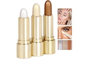 HADAVAKA 3D Facial Shaping Contour Highlighting Stick, Maquillaje En Crema Integrado Para Contorno E Iluminador, Iluminador Luminoso Altamente Pigmentado, Iluminador Portátil En Barra (3PCS)