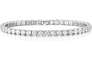 BASETOUSUAL Damska bransoletka tenisowa, złota, srebrna, cyrkonia, kryształ, bransoletki tenisowe, damskie bransoletki z cyrkonią dla kobiet, dziewcząt