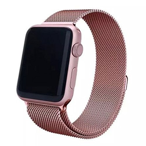 spécification Trop Saint® Bracelet Maillage en acier inoxydable pour Apple Watch (38mm) avec Fermoir Magnétique réglable - Couleur Rose - iWatch Wristband Strap