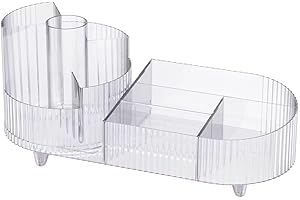 SOLVIEW Make-Up Cosmetic Organiser, Skincare Organiser, Dressing Table, 360° Rotatable and Compartment, 2-in-1, transparent
